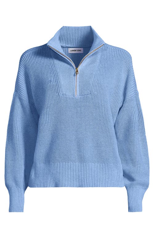 Lands' End Drifter Shaker Wedge Quarter Zip Sweater In Blue