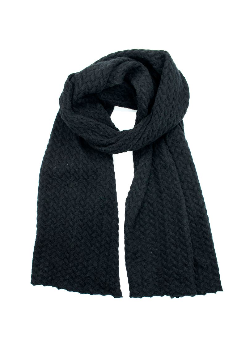 Cashmere wrap in basket weave stitch, Alternate, color, BLACK