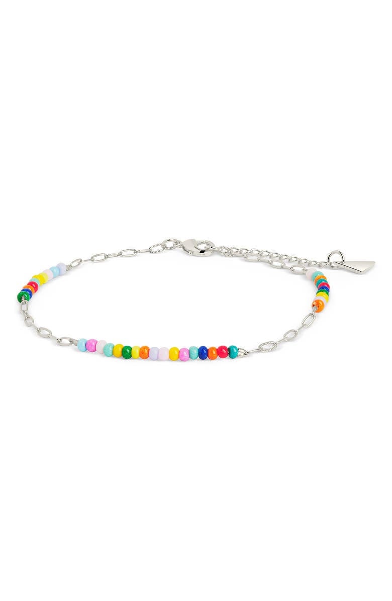 Sterling Forever Iridiana Rainbow Beaded Bracelet, Alternate, color, Silver