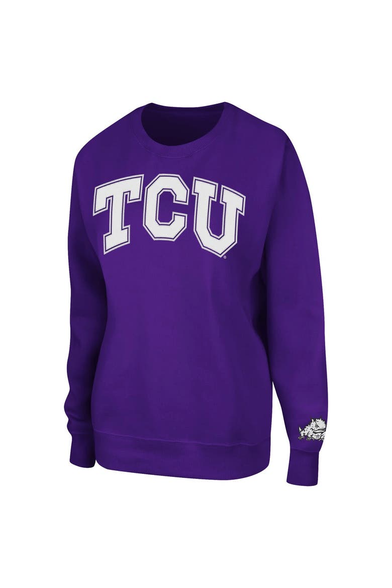 Women's Colosseum Purple TCU Horned Frogs Campanile Pullover Sweatshirt, Alternate, color, Purple