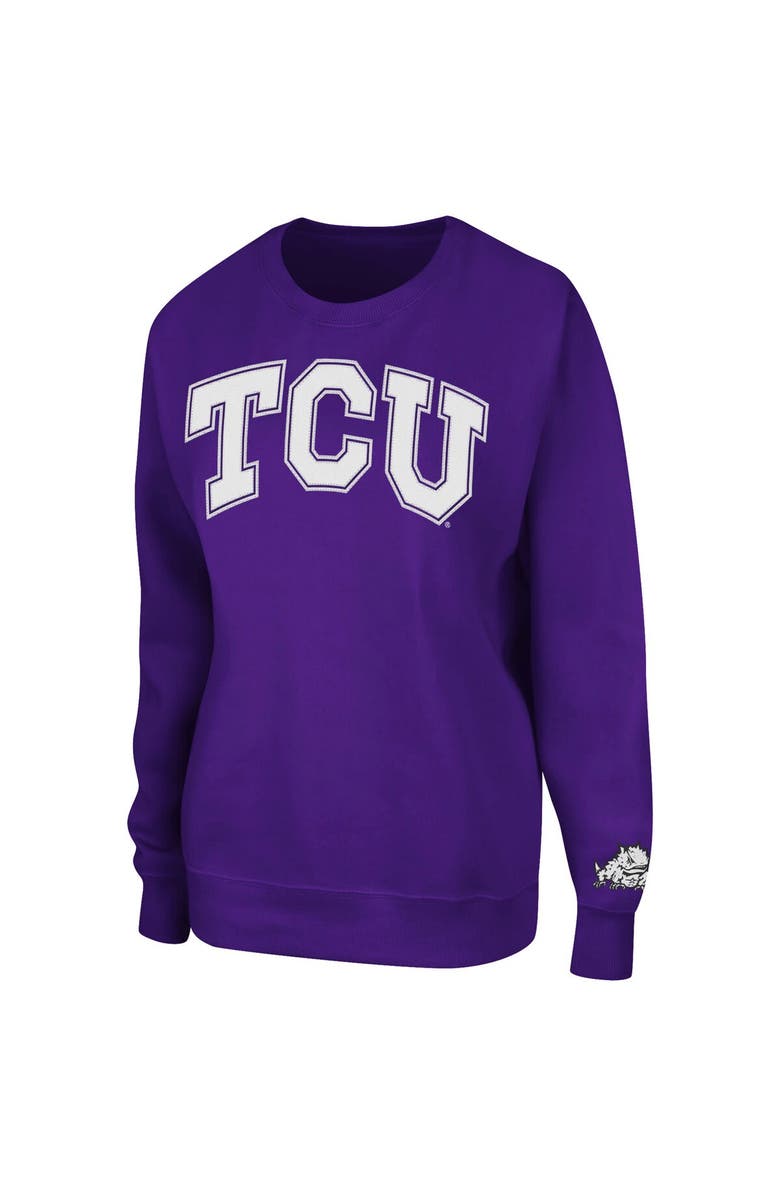 COLOSSEUM Women's Colosseum Purple TCU Horned Frogs Campanile Pullover Sweatshirt, Alternate, color, Purple