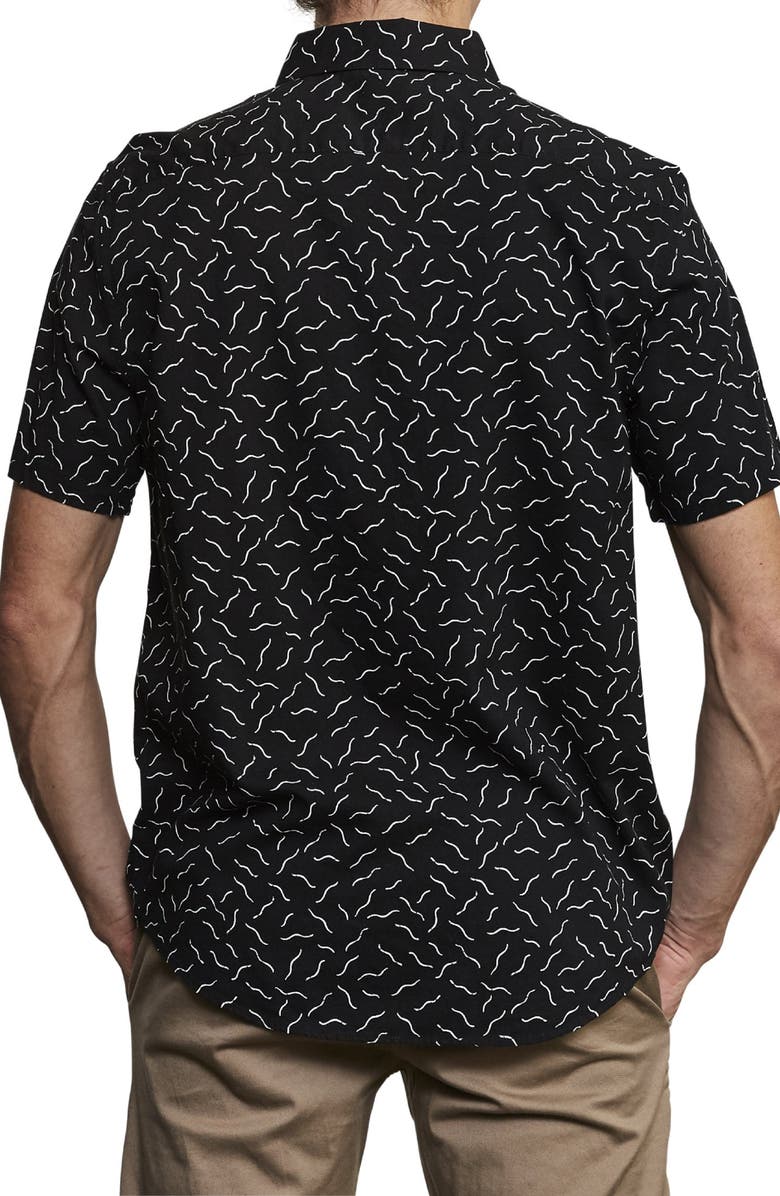 RVCA Squiggle Print Short Sleeve Button-Down Shirt, Alternate, color, 