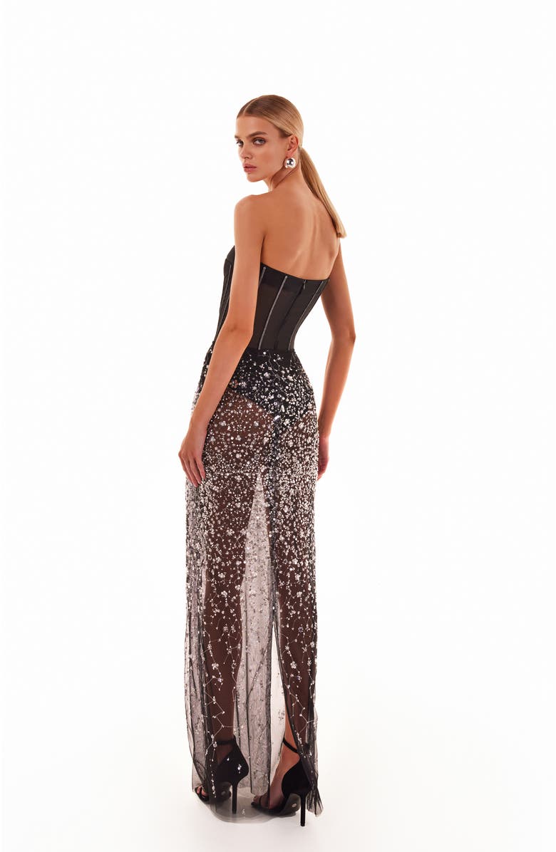 Milla Crystal-Covered Fabulous Black Maxi Dress, Alternate, color, 