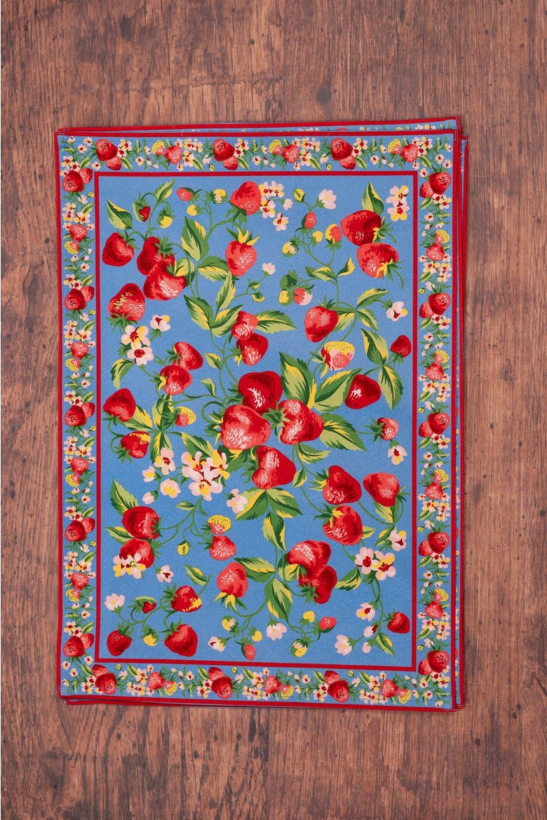 Strawberry Magic Placemats, Set of 4, Alternate, color, Blue