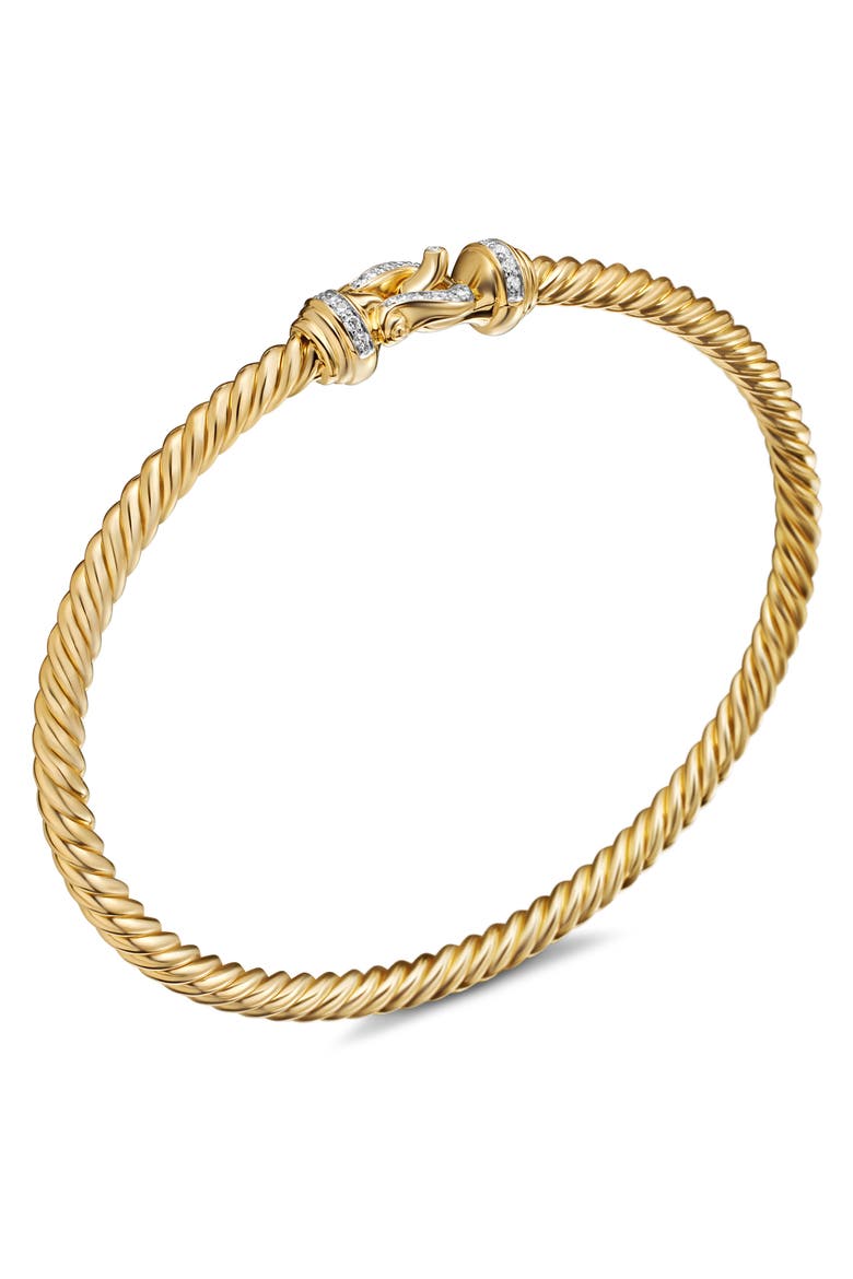 Buckle Cablespira® Bracelet in 18K Yellow Gold with Diamonds, 3.5mm, Alternate, color, DIAMOND