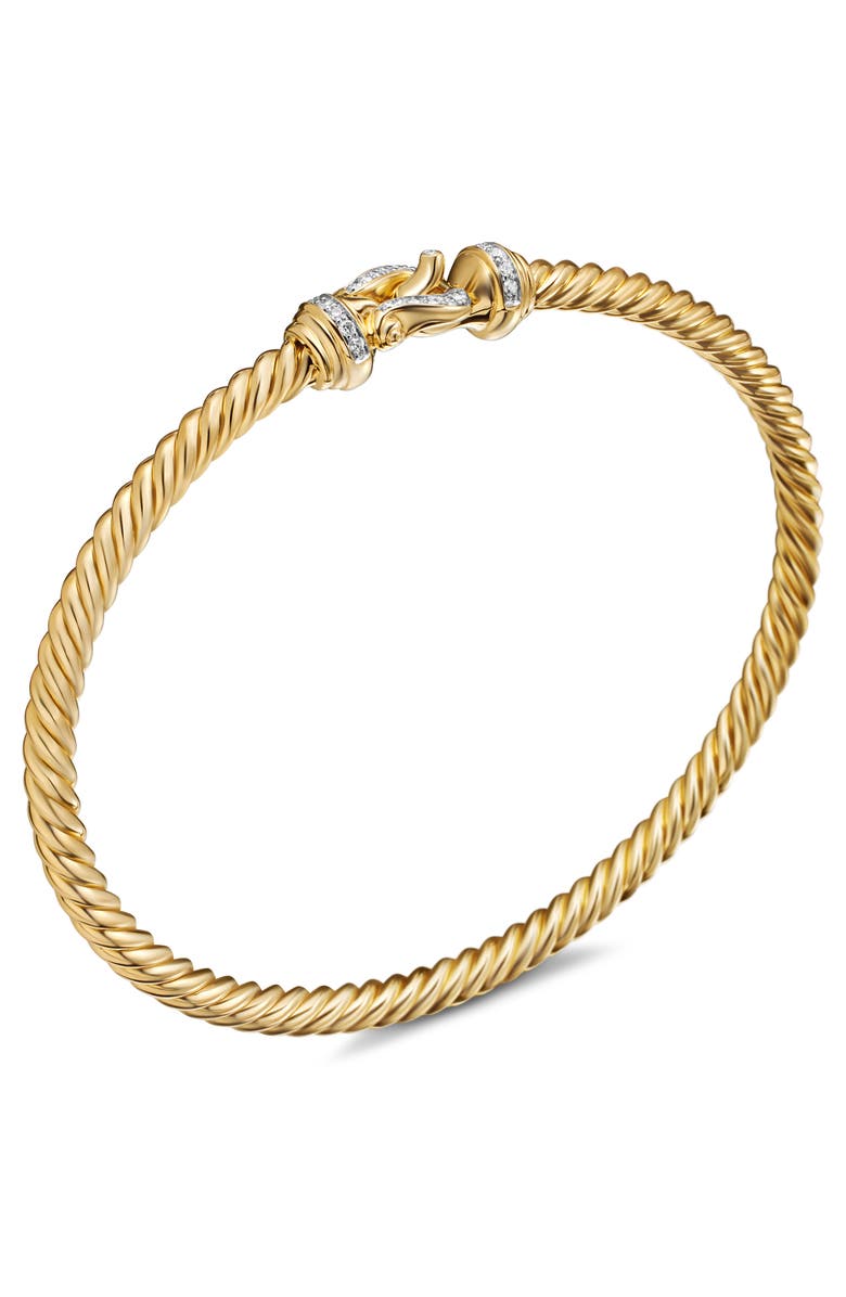 David Yurman Buckle Cablespira<sup>®</sup> Bracelet in 18K Yellow Gold with Diamonds, 3.5mm, Alternate, color, Diamond