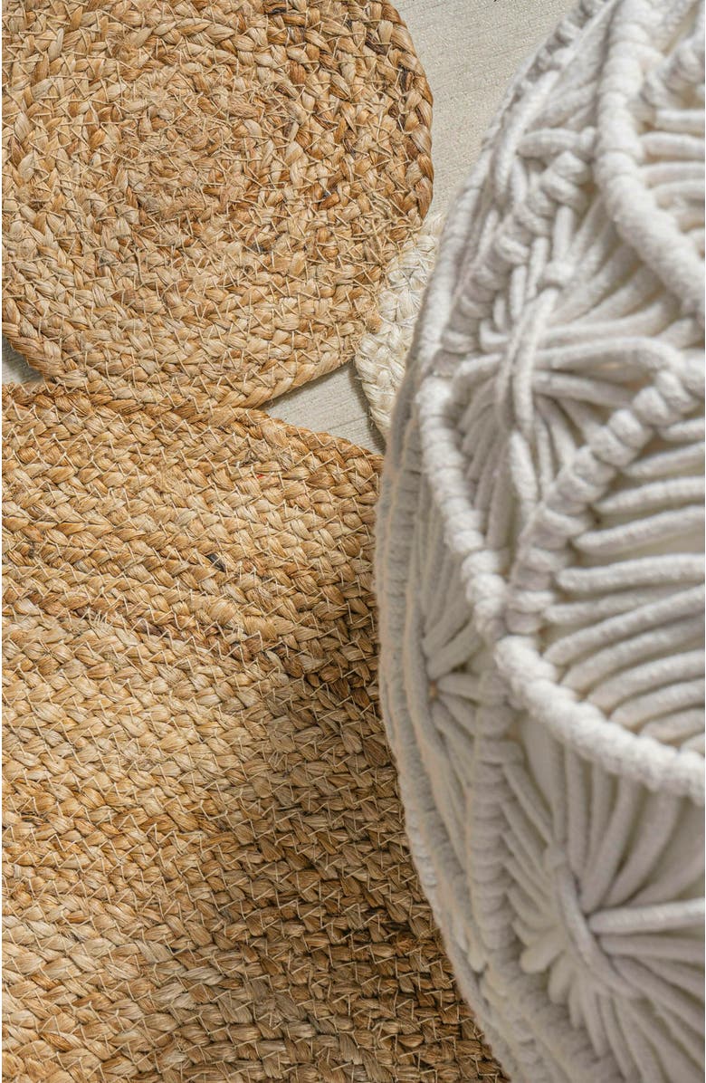 JONATHAN Y Ayana Two-Tone Jute Hippy Circle Round Area Rug, Alternate, color, Natural/Cream