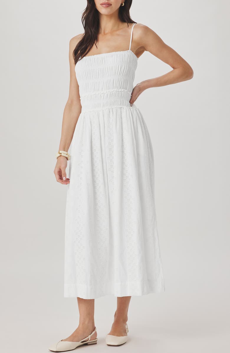 Splendid Kenzie Eyelet Sleeveless Maxi Dress, Main, color, White