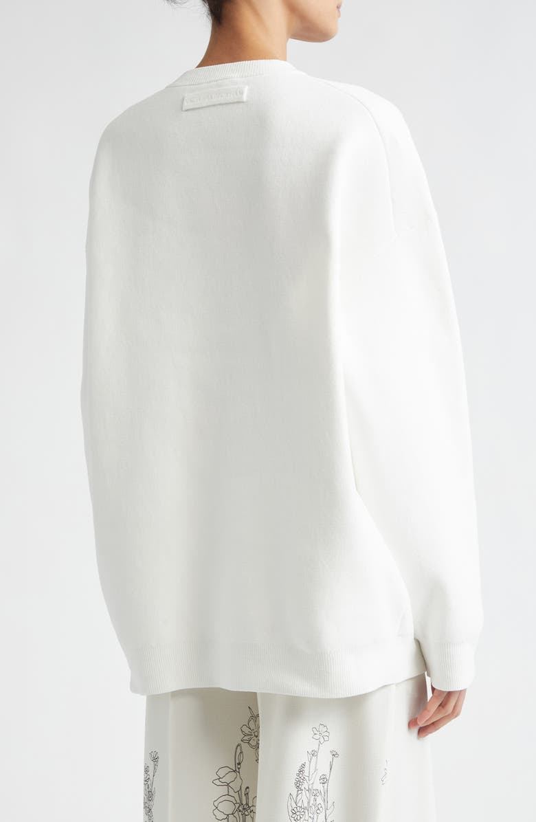 Victoria Beckham Relaxed Fit V-Neck Chenille Sweater, Alternate, color, White