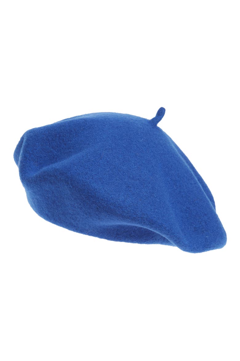 Wool Blend Beret, Main, color, BLUE SURF