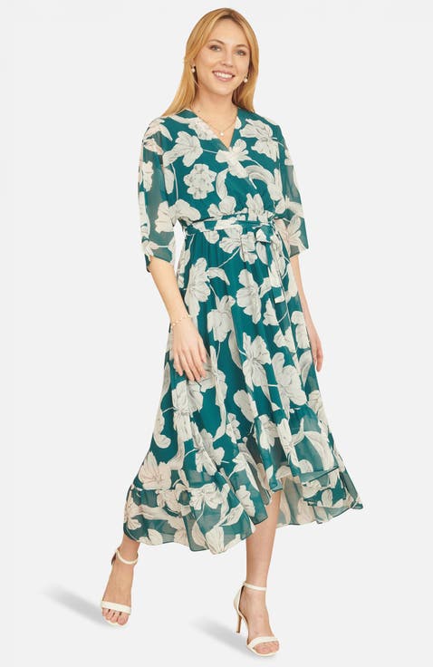 Midi Dip Hem Wrap Dress