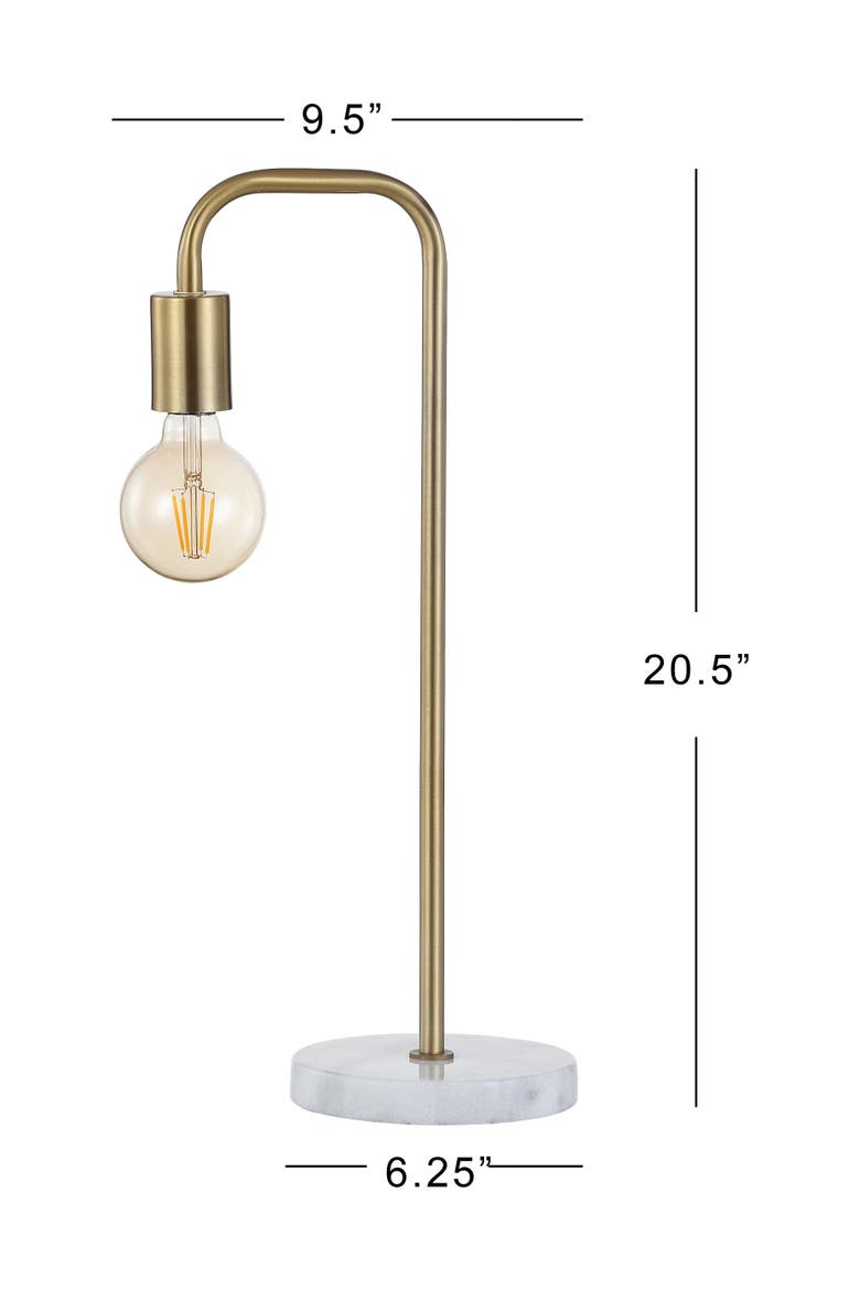 Axel 20.5" Minimalist Glam Gold Pipe Metal/Marble LED Table Lamp, Brass Gold, Alternate, color, Brass Gold/White