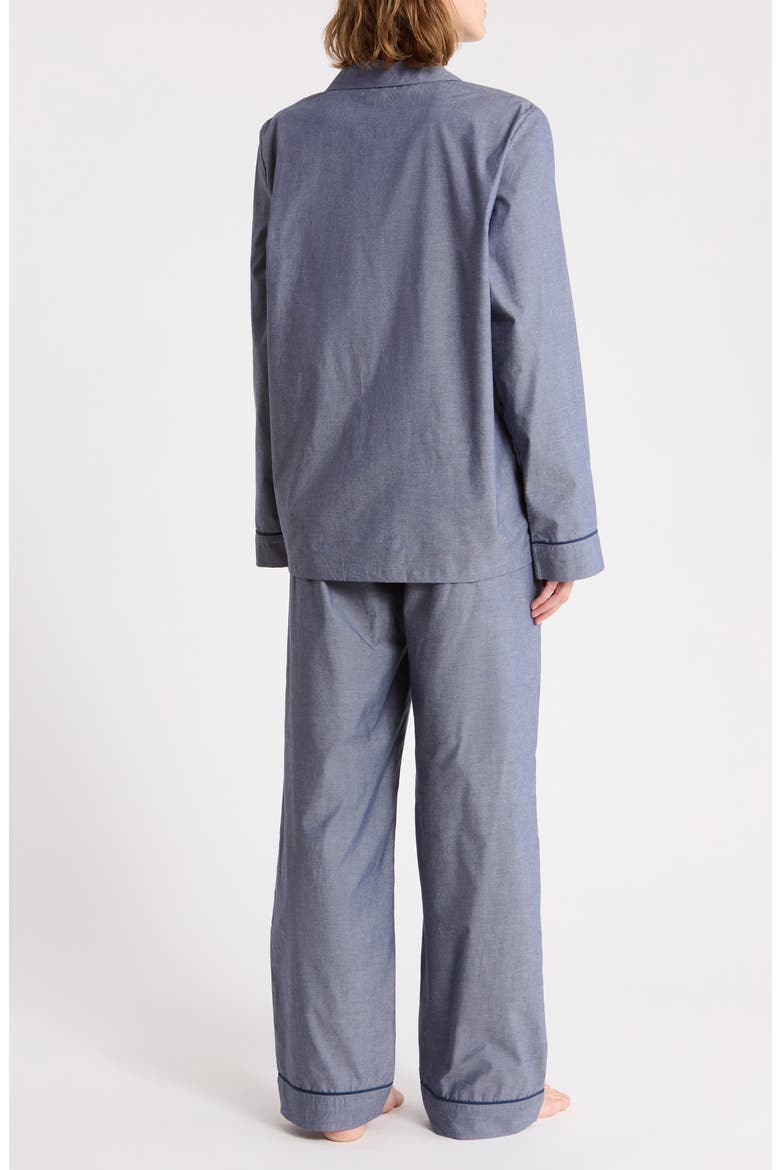 Cotton Poplin Pajamas, Alternate, color, NAVY PEACOAT CHAMBRAY