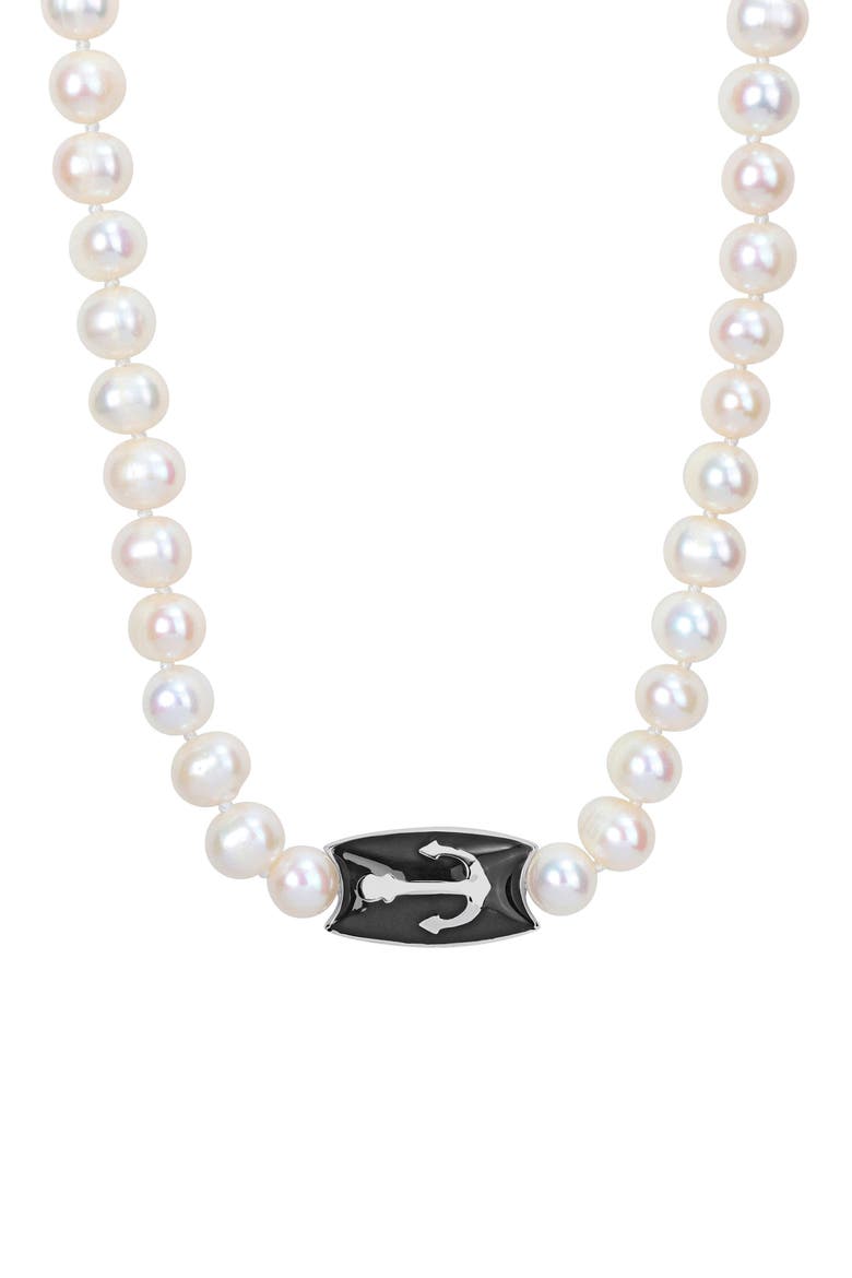 Cultured Pearl Anchor Pendant Necklace, Main, color, IVORY