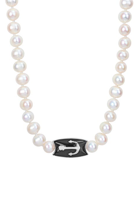 Cultured Pearl Anchor Pendant Necklace