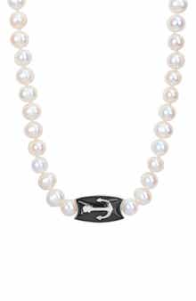Cultured Pearl Anchor Pendant Necklace