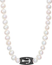 DELMAR Cultured Pearl Anchor Pendant Necklace