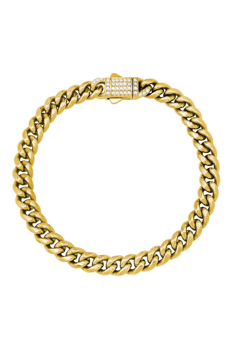 Stone Accent Curb Chain Bracelet, Main, color, GOLD