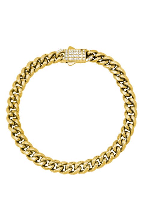 Stone Accent Curb Chain Bracelet
