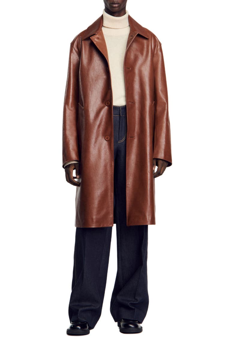 SANDRO Leather mac, Main, color, 