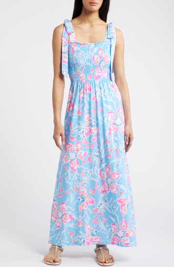 Lilly Pulitzer® Kailua Floral Smocked Tie Shoulder Maxi Sundress