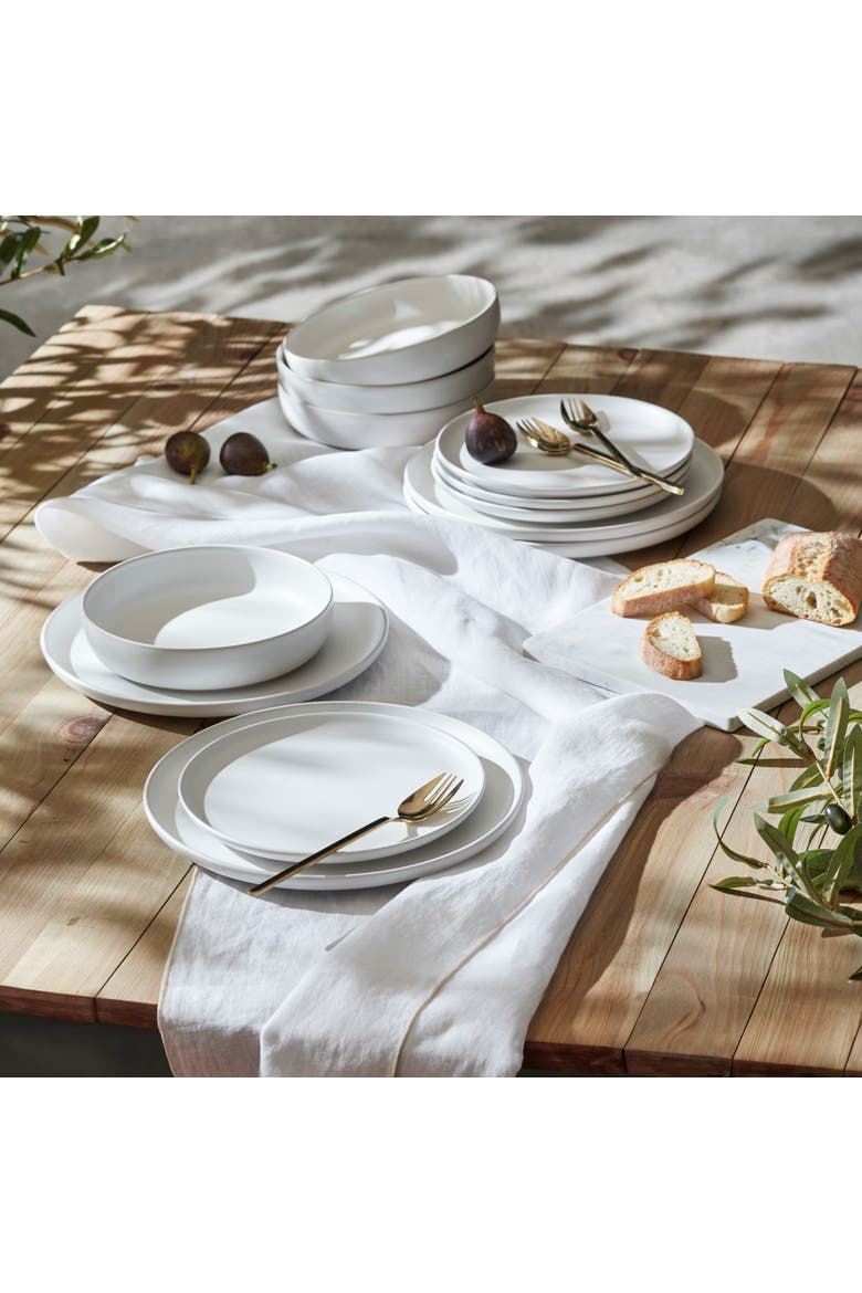 Porto by Stone Lain Macchio Stoneware 24-Piece Dinnerware Set, Alternate, color, White Matte