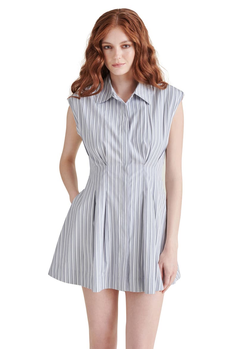 Maisha Stripe Poplin Mini Shirtdress, Alternate, color, GREY - GREY