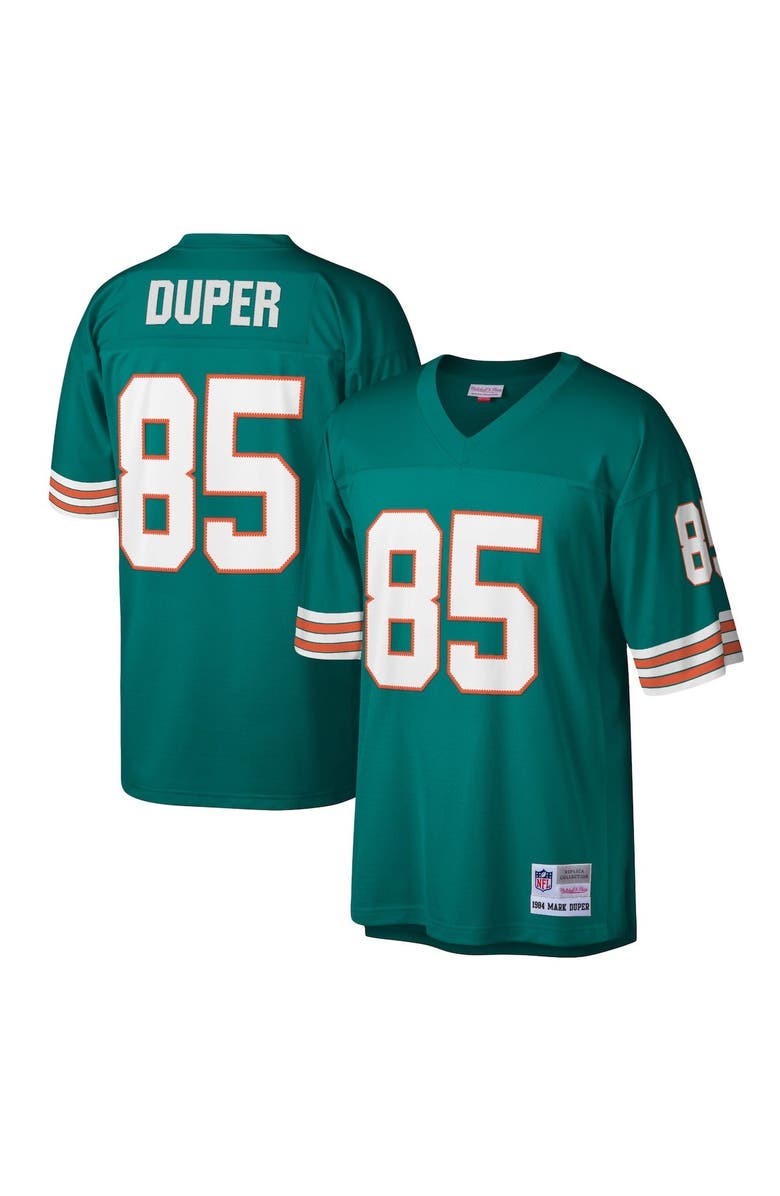 Mitchell & Ness Men's Mitchell & Ness Mark Duper Aqua Miami Dolphins 1984 Legacy Replica Jersey, Main, color, 
