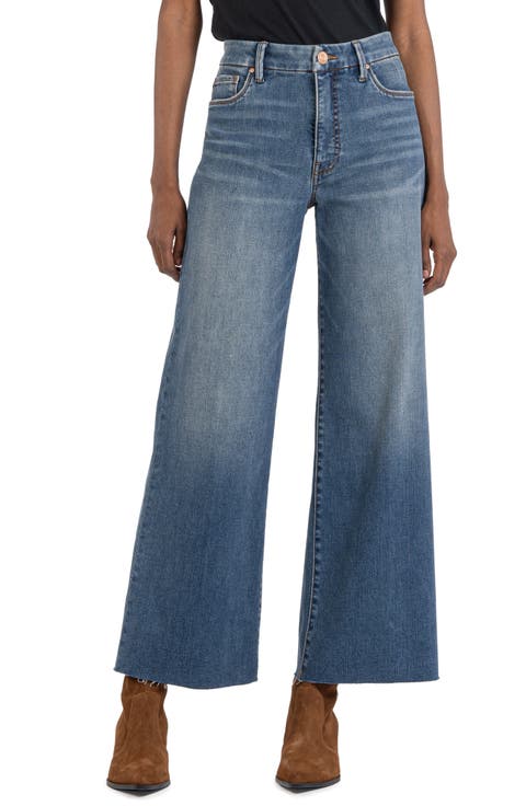 Meg Fab Ab High Waist Raw Hem Ankle Wide Leg Jeans (Milestone)