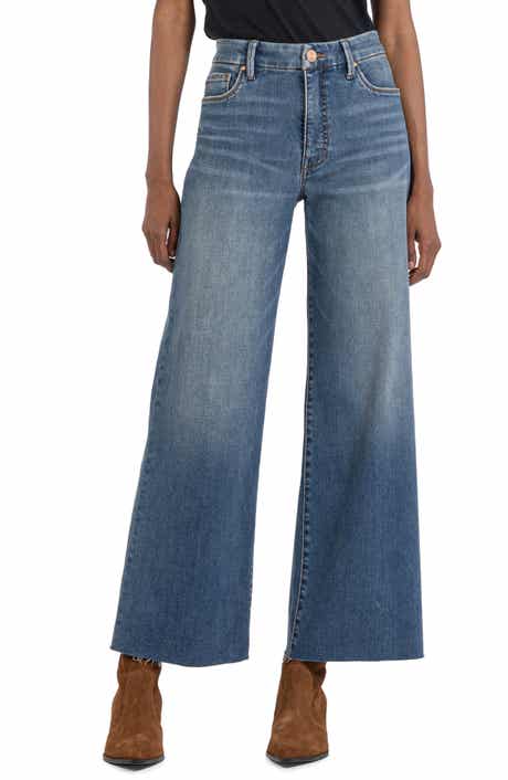 KUT from the Kloth Meg Fab Ab High Waist Raw Hem Ankle Wide Leg Jeans