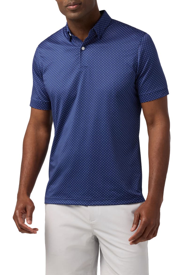 Versa Trim Fit Midnight Navy Dot Polo, Main, color, MIDNIGHT NAVY DOT