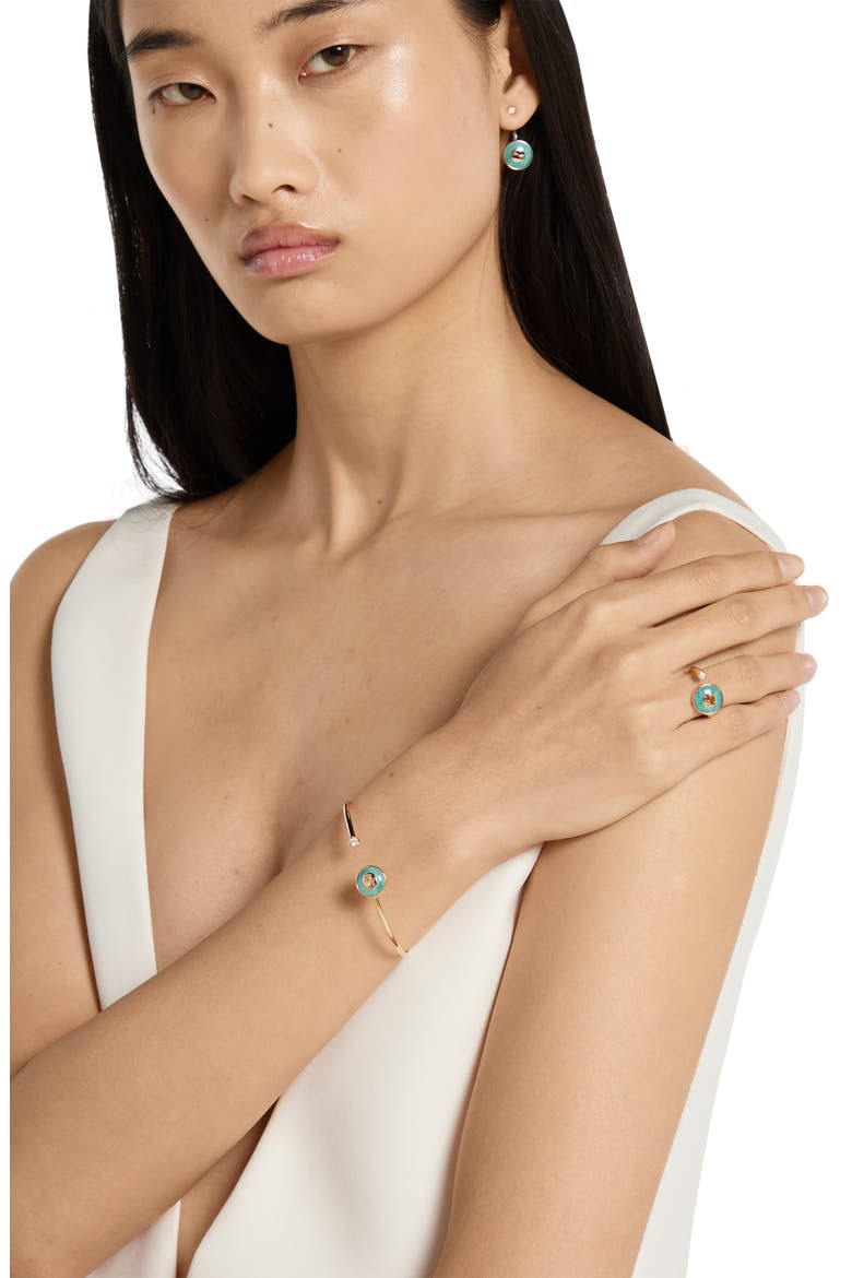 Interlocking GG 18K Gold & Diamond Bangle Bracelet, Alternate, color, TURQUOISE/ YELLOW GOLD