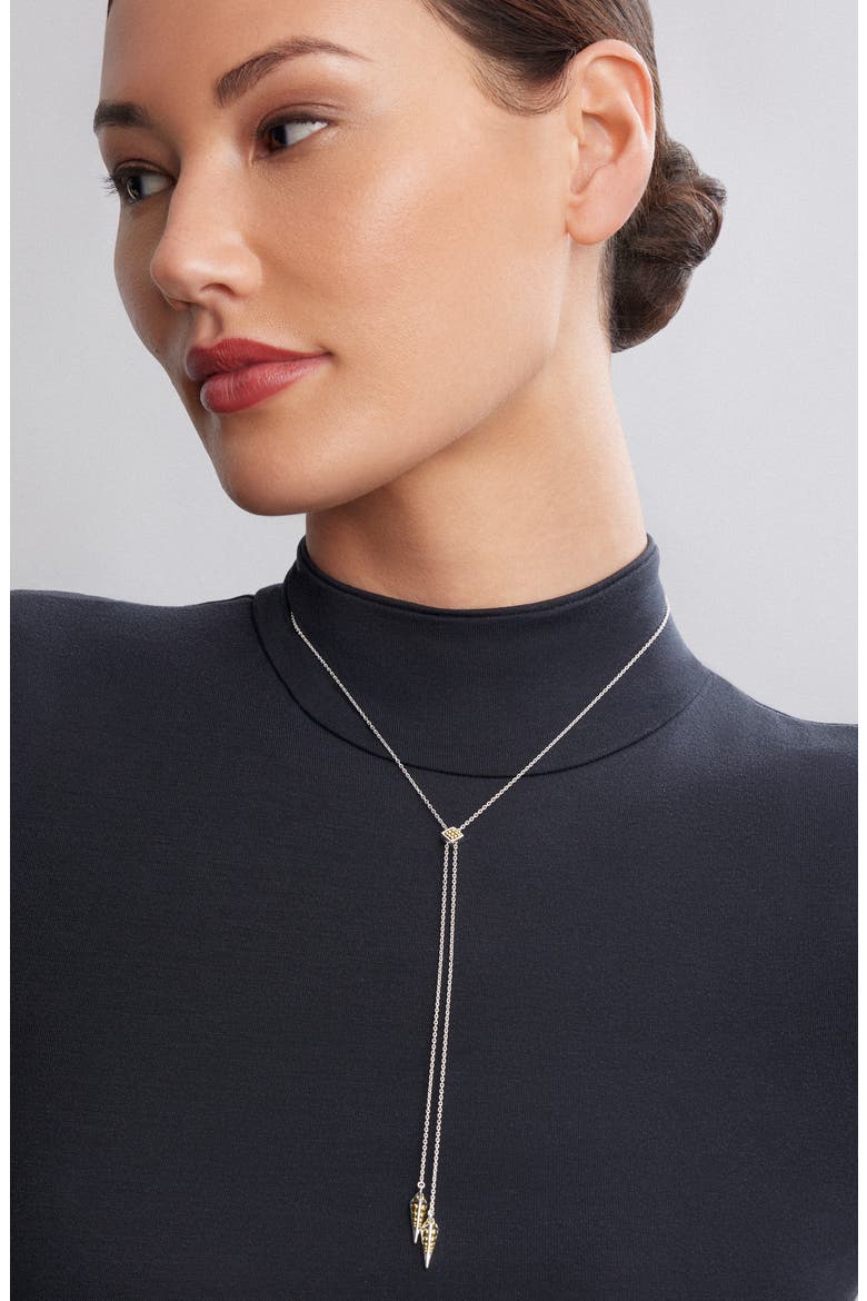 KSL Double Large Pyramid Bolo Necklace, Alternate, color, SILVER