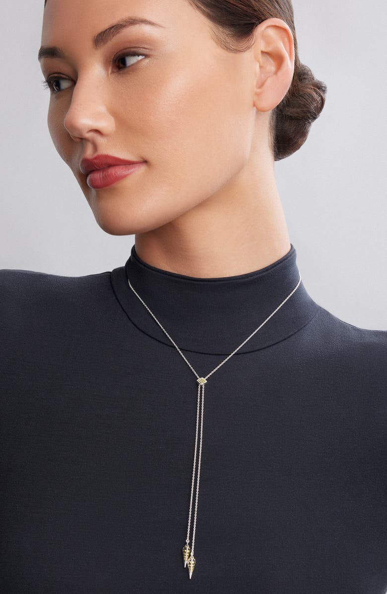 LAGOS KSL Double Large Pyramid Bolo Necklace, Alternate, color, Silver