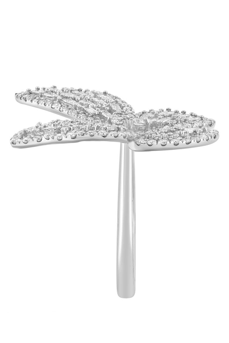 Diamond Butterfly Statement Ring in 14K White Gold, Alternate, color, Hematite and FW Blush Pearl