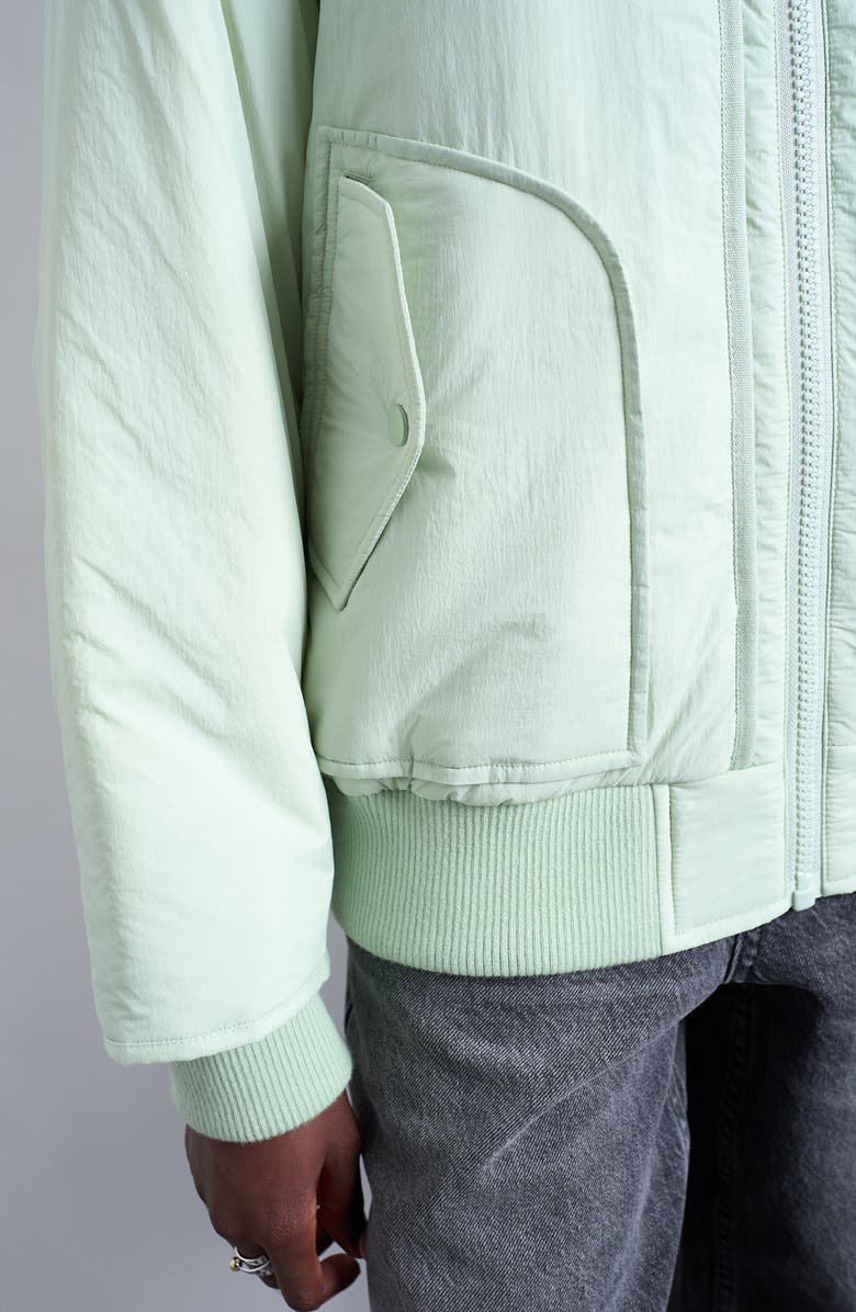 Topshop Techy Bomber Jacket, Alternate, color, Light Green