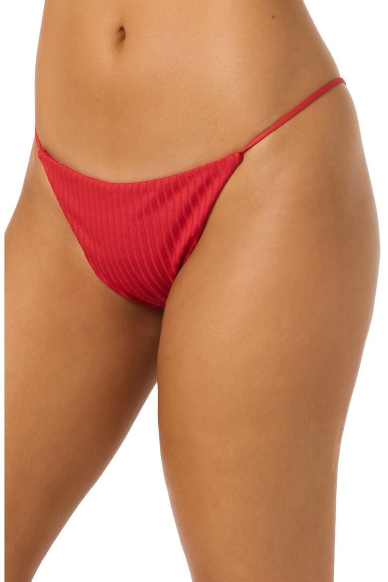 Shorebreak Ribbed Redondo Bikini Bottoms, Alternate, color, LIFEGUARD RED