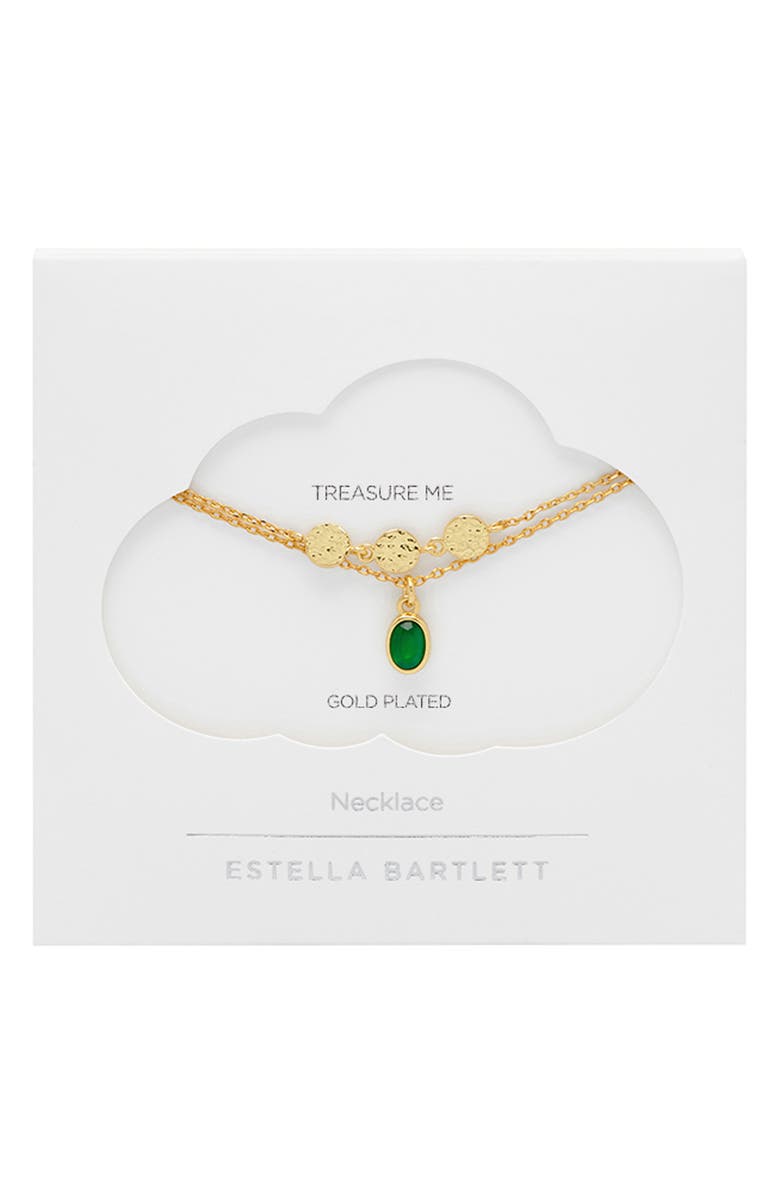 Estella Bartlett Textured Disc Green Onyx Duo Pendant Necklace, Alternate, color, Gold