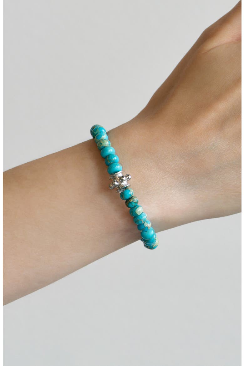 Bohème Smooth Turquoise Jasper Rondelle Stretch Bracelet, Alternate, color, TURQUOISE