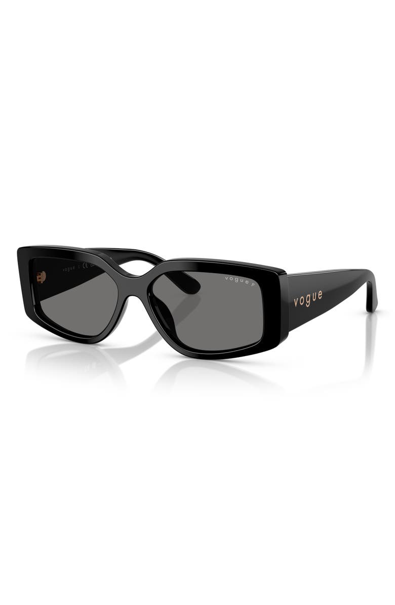 VOGUE 55mm Polarized Rectangular Sunglasses, Alternate, color, Black