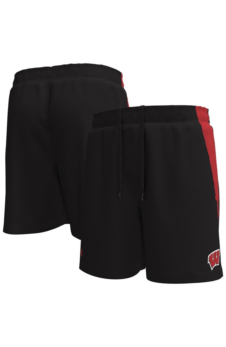 Under Armour Men's Under Armour Black Wisconsin Badgers  Tech Vent Performance Short, Main, color, Black