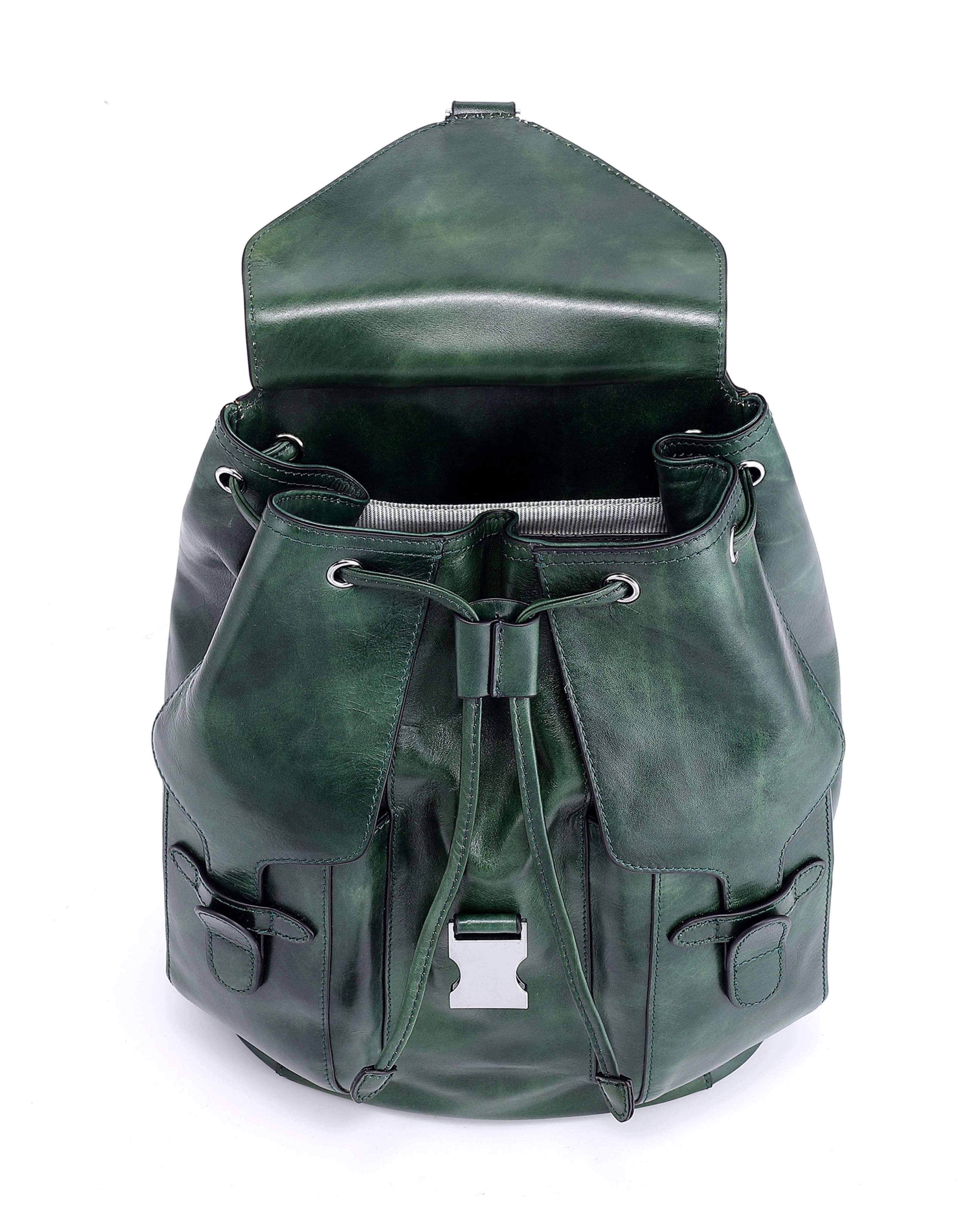 Rock Genuine Leather Foldover Pocket Backpack, Alternate, color, Vintage Green