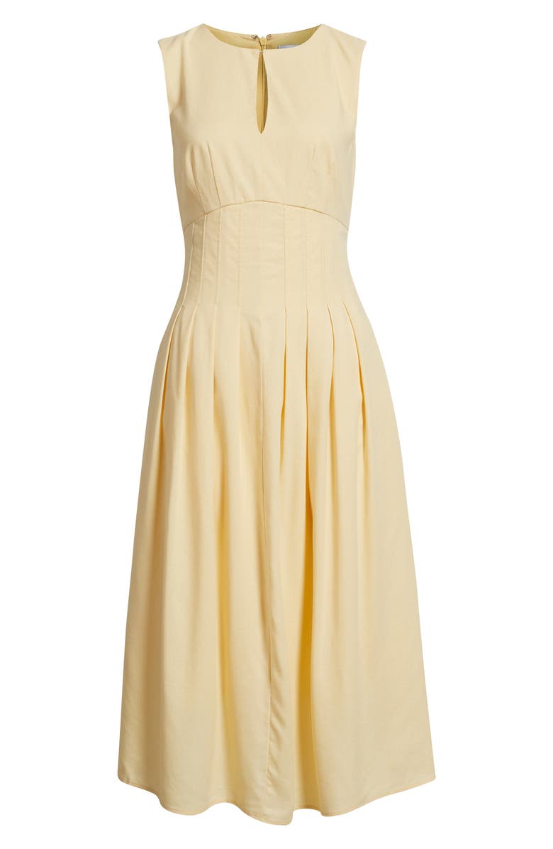 Sam Edelman Pintuck Waist Midi Dress, Alternate, color, Butter