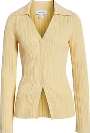 & Other Stories Collared V-Neck Rib Cardigan