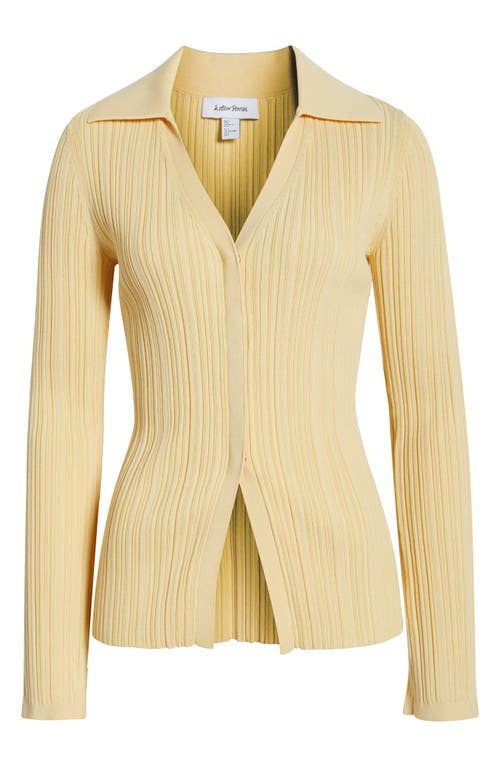 & Other Stories Collared Rib-knit Cardigan In Yellow Light