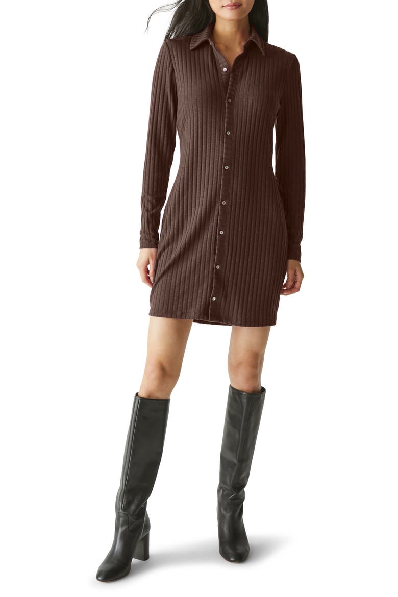 Kayla Long Sleeve Minidress, Main, color, JAVA