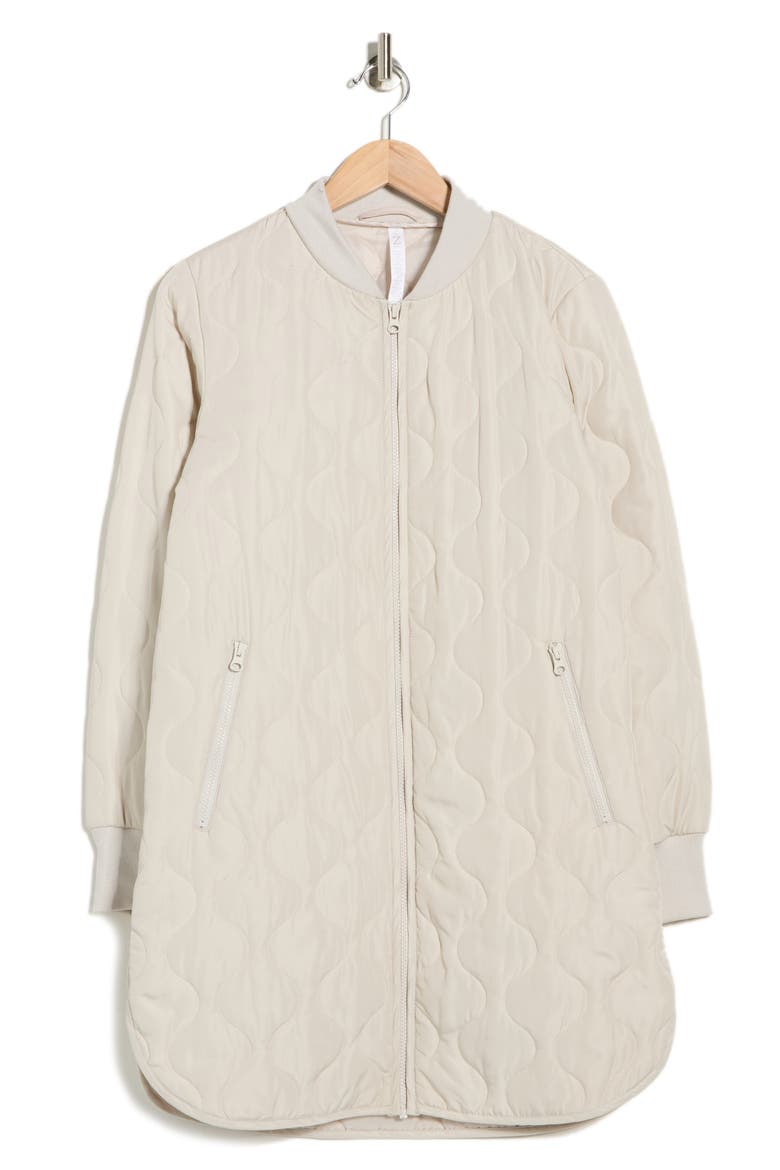 Longline Quilted Jacket, Alternate, color, GREY MOONBEAM