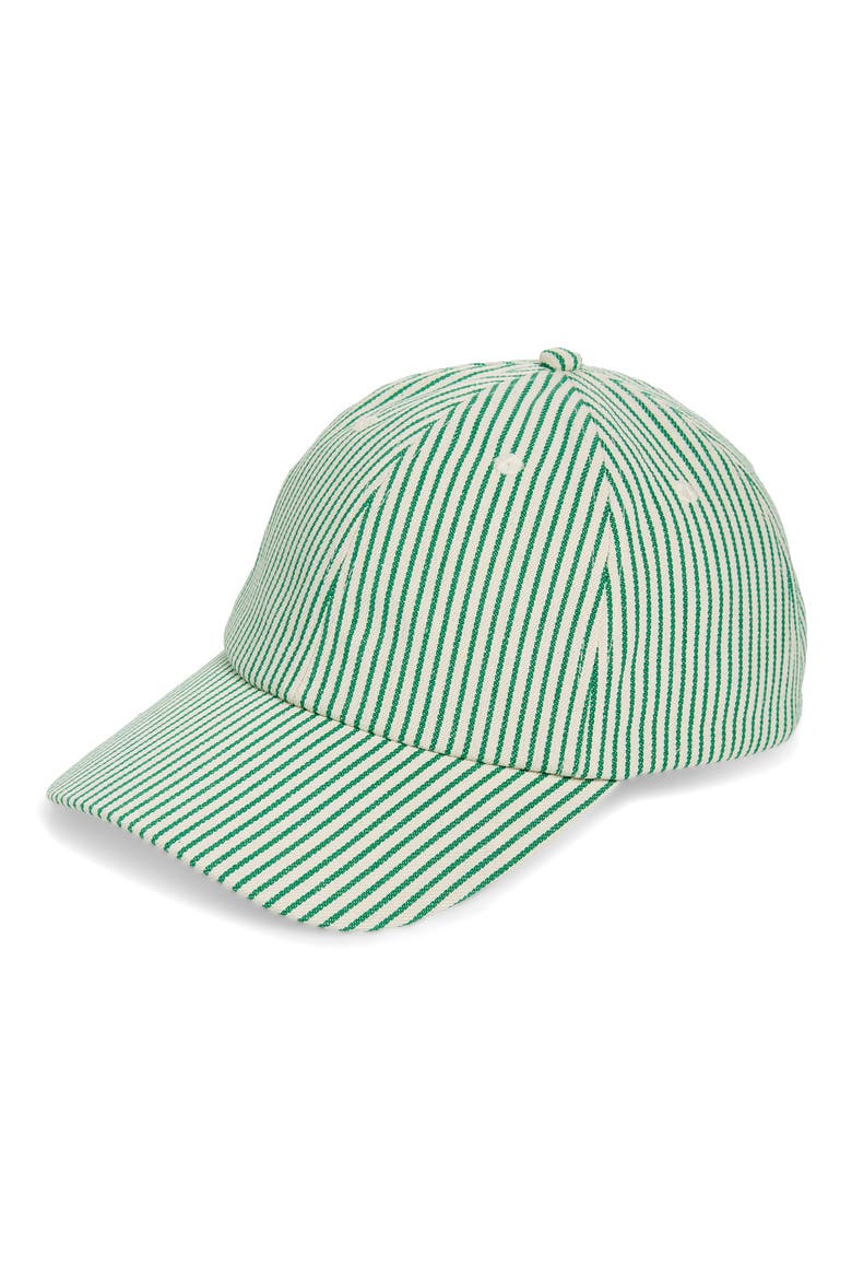 Stripe Baseball Cap, Main, color, GREEN- IVORY