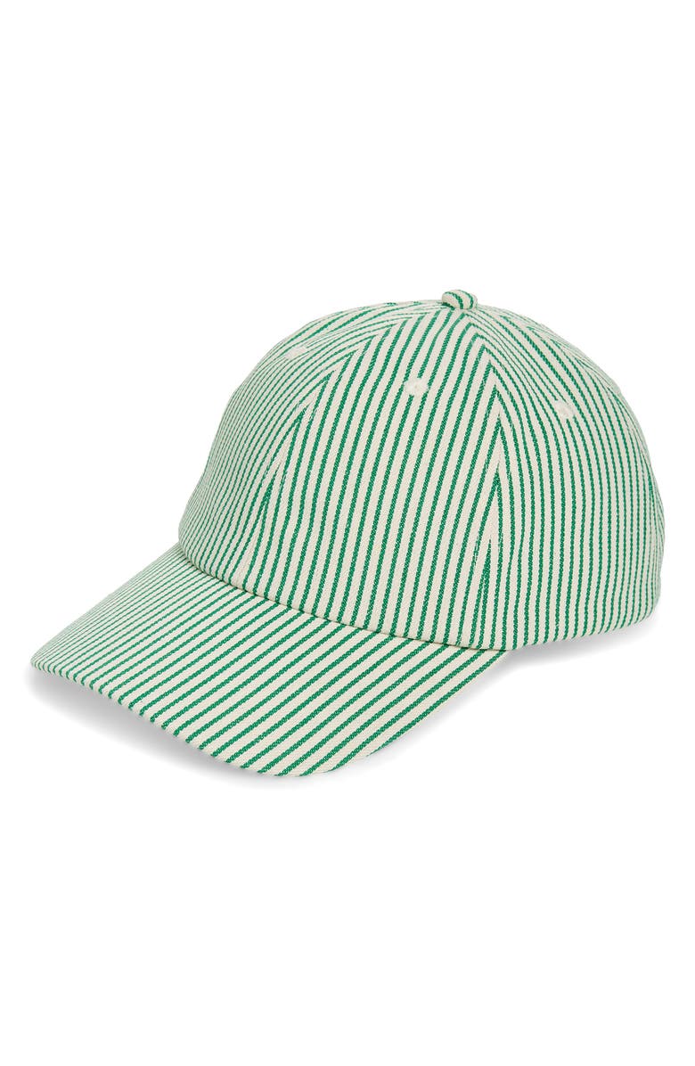 Treasure & Bond Stripe Baseball Cap, Main, color, Green- Ivory