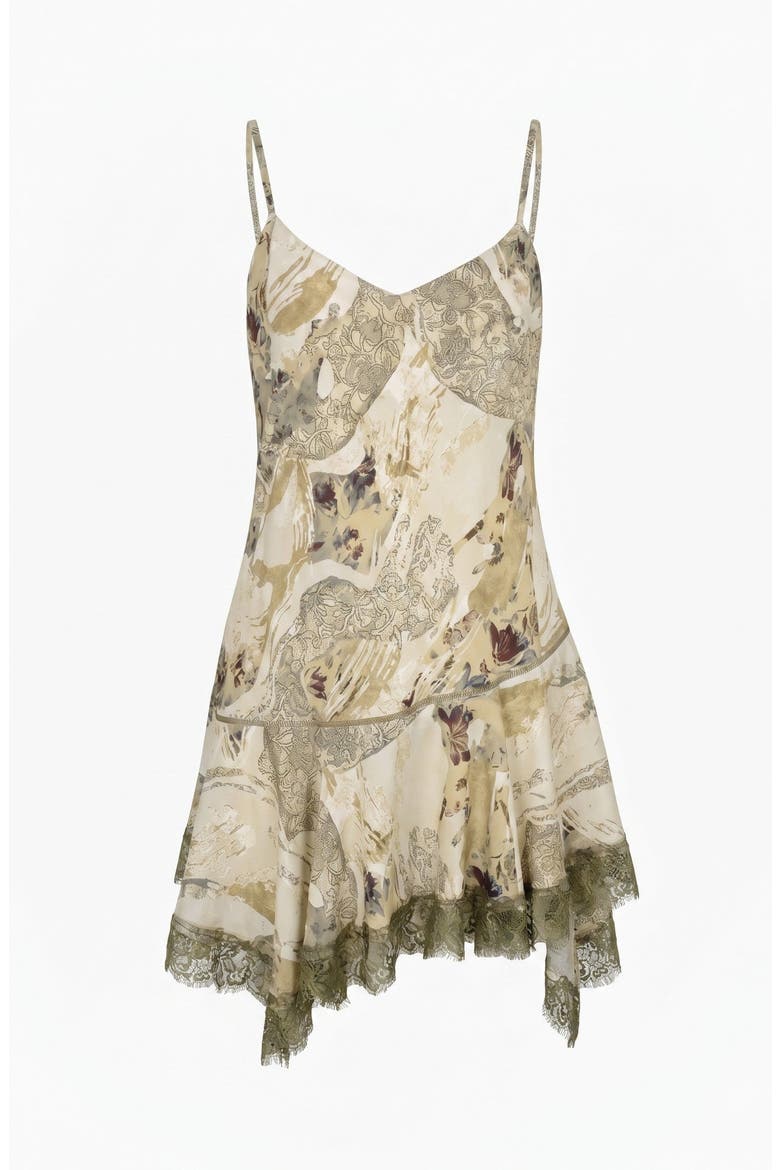Floral Lace Trim Slip Dress, Alternate, color, Beige